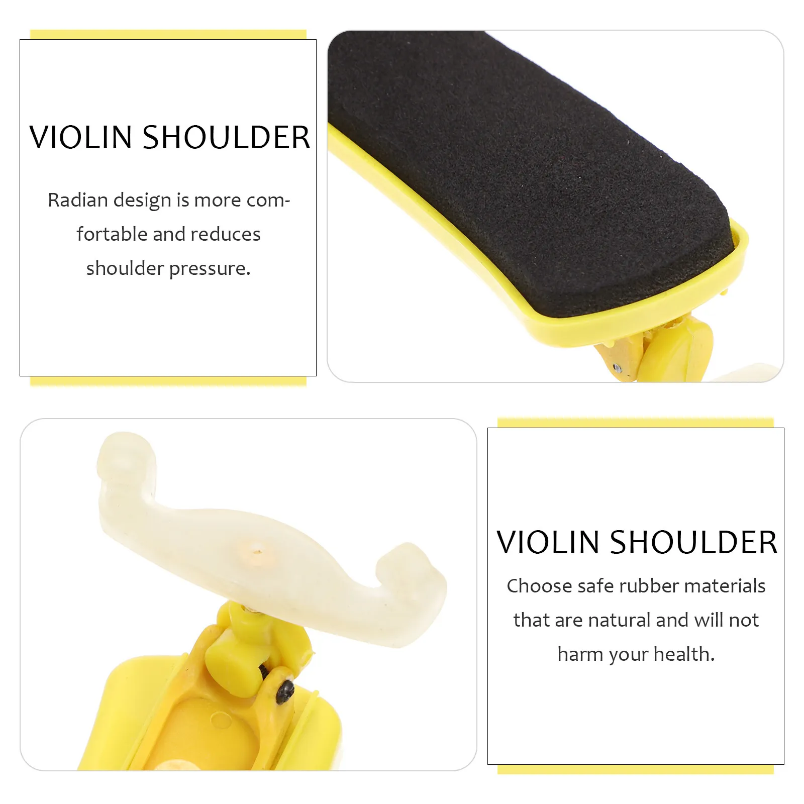 Violin Shoulder Rest Pad Ergonomic Curved Rubber Lightweight Portable Support for Players and Beginners