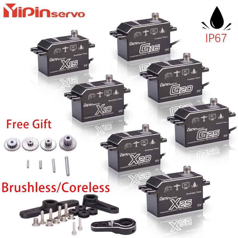 

Yipinservo Brushless 10kg 15kg 20kg 25kg Servo Low Profile Metal Short Body remote control car rc parts rc servo RC Car 1/8 1/10