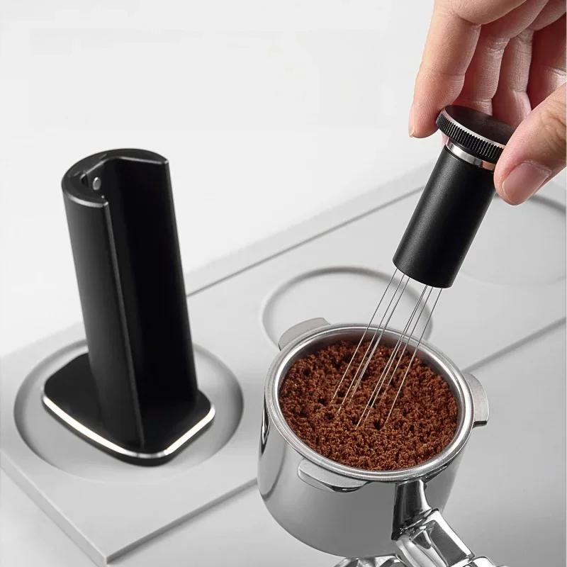 JUSTINLAU Coffee Powder Disperser 304 Stainless Steel Distribution Needle With Magnetic Storage Base Espresso Extraction Tools