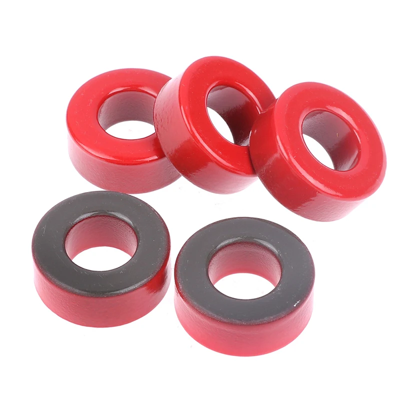 5Pcs 27*14*11 MM 10μo T106-2 Iron Ferrite Toroid Cores for Inductors Iron Powder Core Red Ring Low Permeability