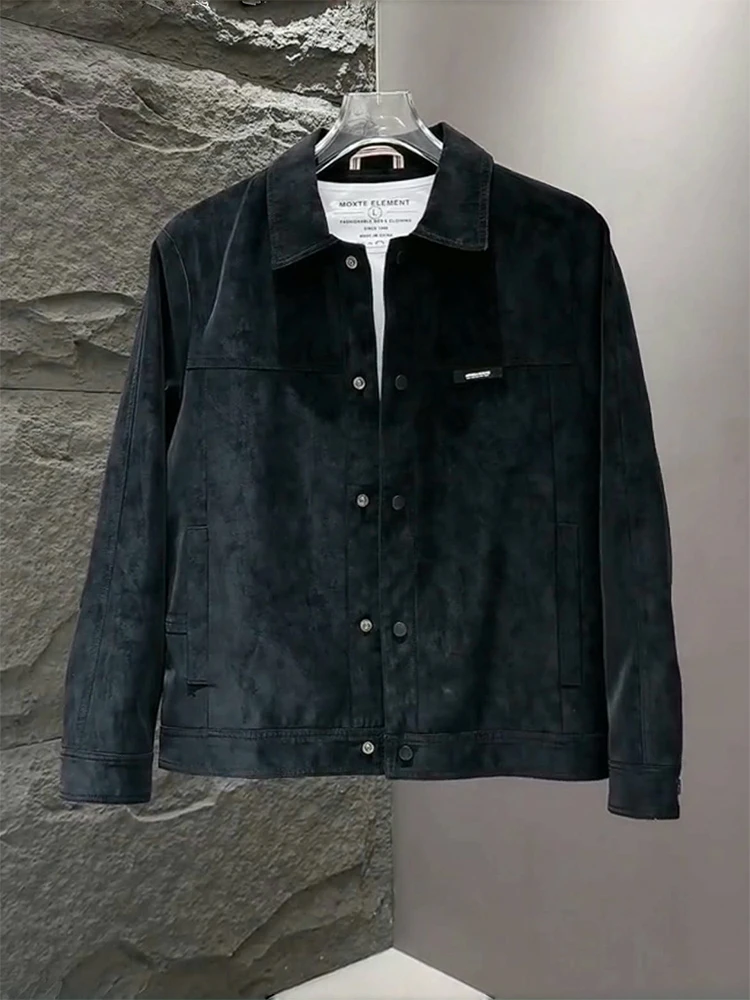 

Spring Autumn Men's Suede Jaet Casual Baseball Sle Stand Collar Coat Faionable Comfortable High Quali Leisure Top