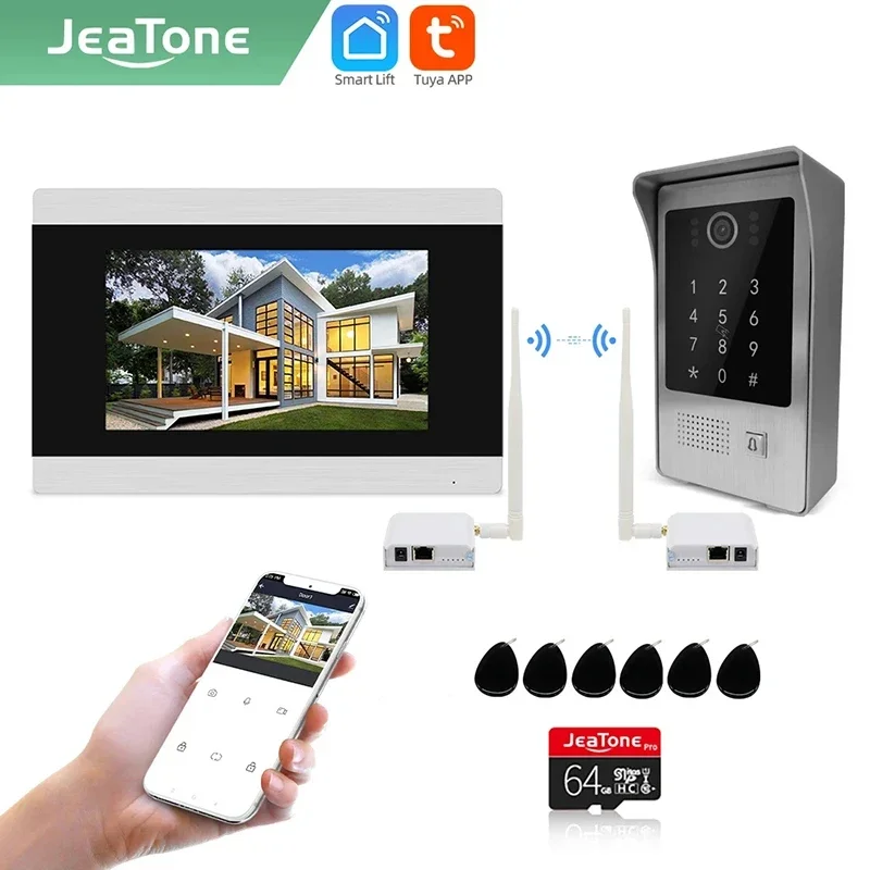 

Jeatone Tuya 7 Inch Video Door Phone Intercom Doorbell Smart Home Eye Door Camera Kit Wireless WiFi Remote Access Control System