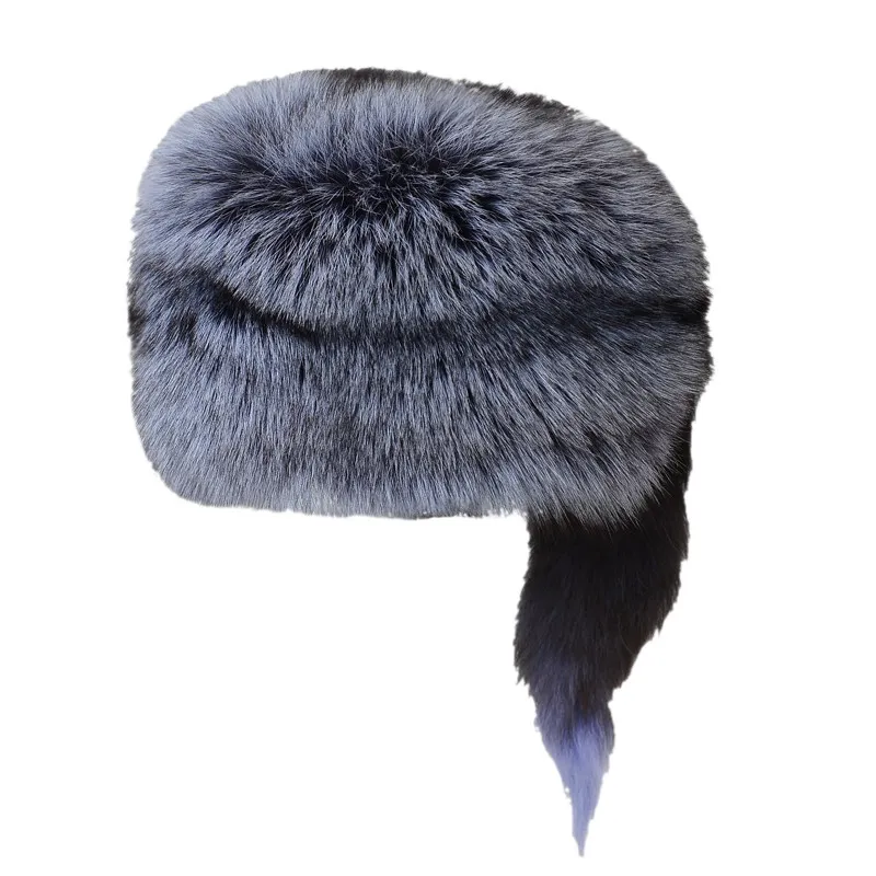 Thick Real Fox Fur Winter Hat Unisex  Warm Windproof Ear Protection Whole Skin Real Fur Headwear Cap Cold Resistance