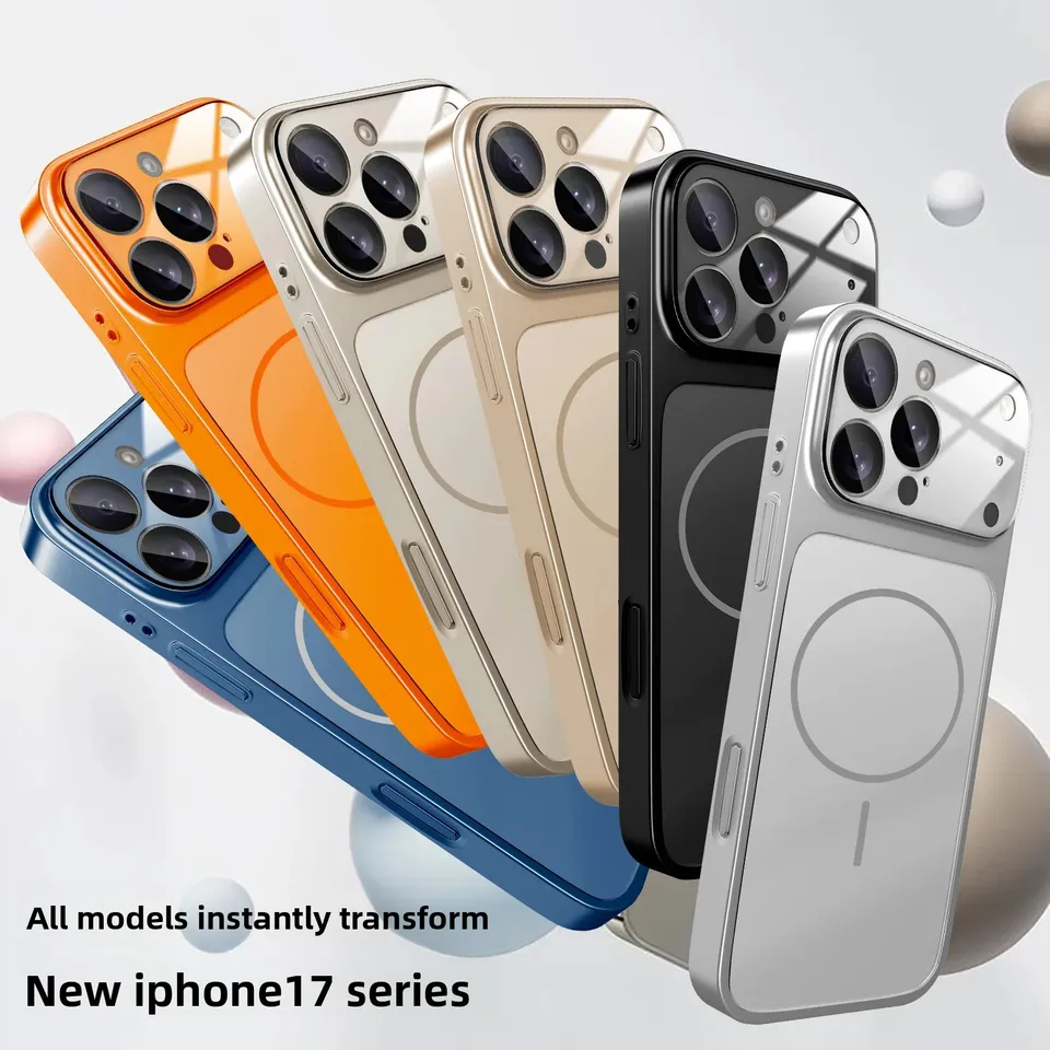 Funda original de vidrio esmerilado nano para Magsafe compatible con iPhone 17 Air 16 15 14 13 Pro Max, magnética, carga inalámbrica, cubierta blindada 2