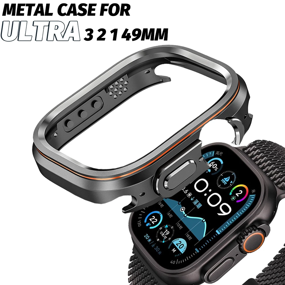 Halo Style Case for Apple Watch Ultra 3 2 1 49mm Alloy Cover Hard Bumper for IWatch Ultra Full Protector Full Coverage Anti Fall