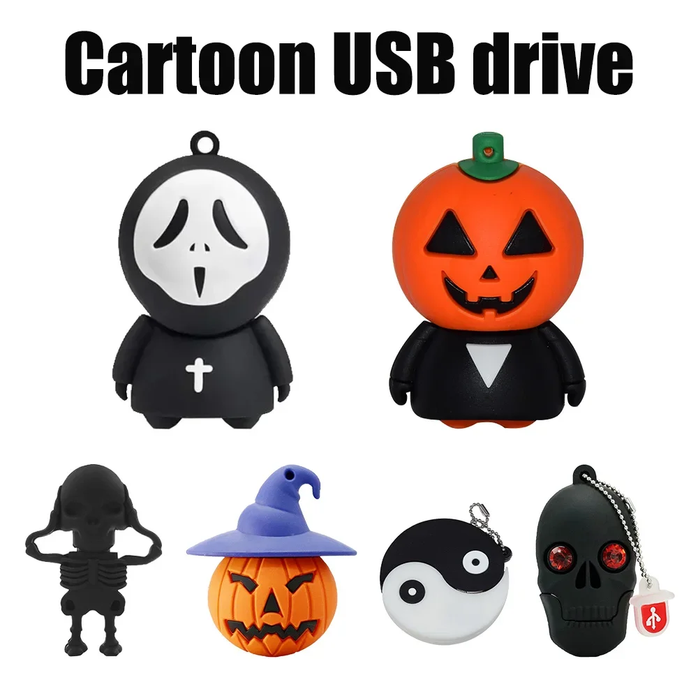 Cartoon human skeleton Horrific ghost USB Flash Drive Pen drive U disk memory stick pendrive 8GB 16GB 32GB 64GB Halloween gifts