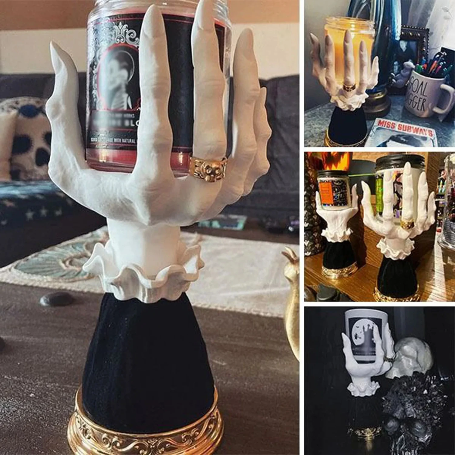 Witch Hand Candlestick Halloween Gothic Decor Palm Candle Holder Candle Holder Halloween Decorations for Home Shilajit Menorah