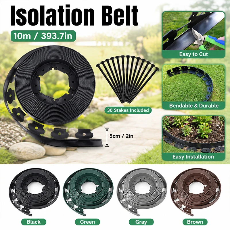 

5M/10M L-Shaped Garden Edging Lawn Edger Landscape Border Grass Gravel Separator Pathway Pavement Edge Restraint DIY Yard