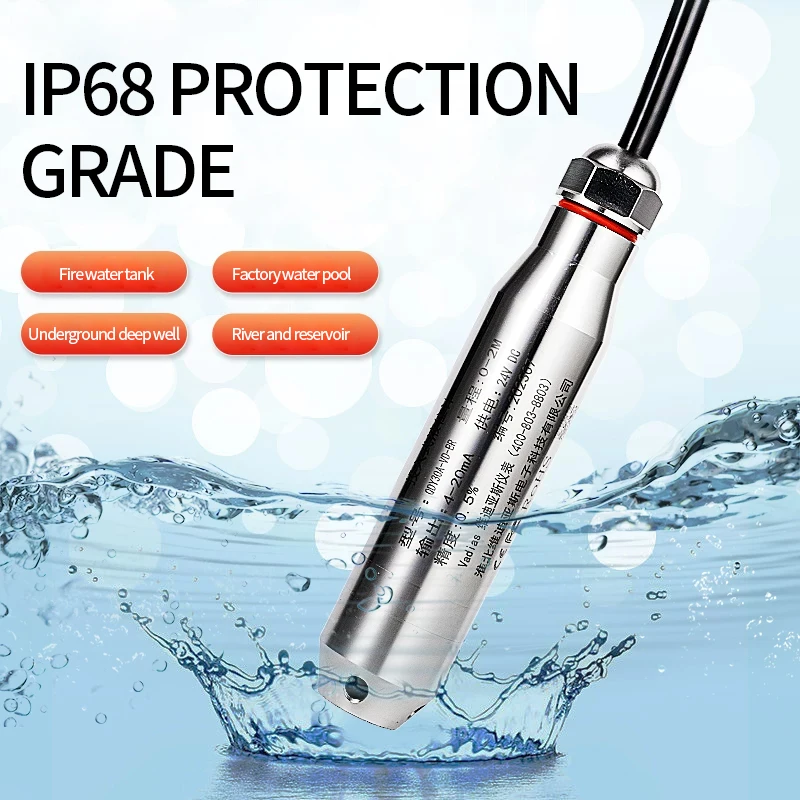 

Датчик уровня жидкости погружной IP68 (0-10 м), 4-20 мА, 0-10 В, RS485, преобразователь давления для водонапорных баков, гидростатический уровнемер для воды/реки