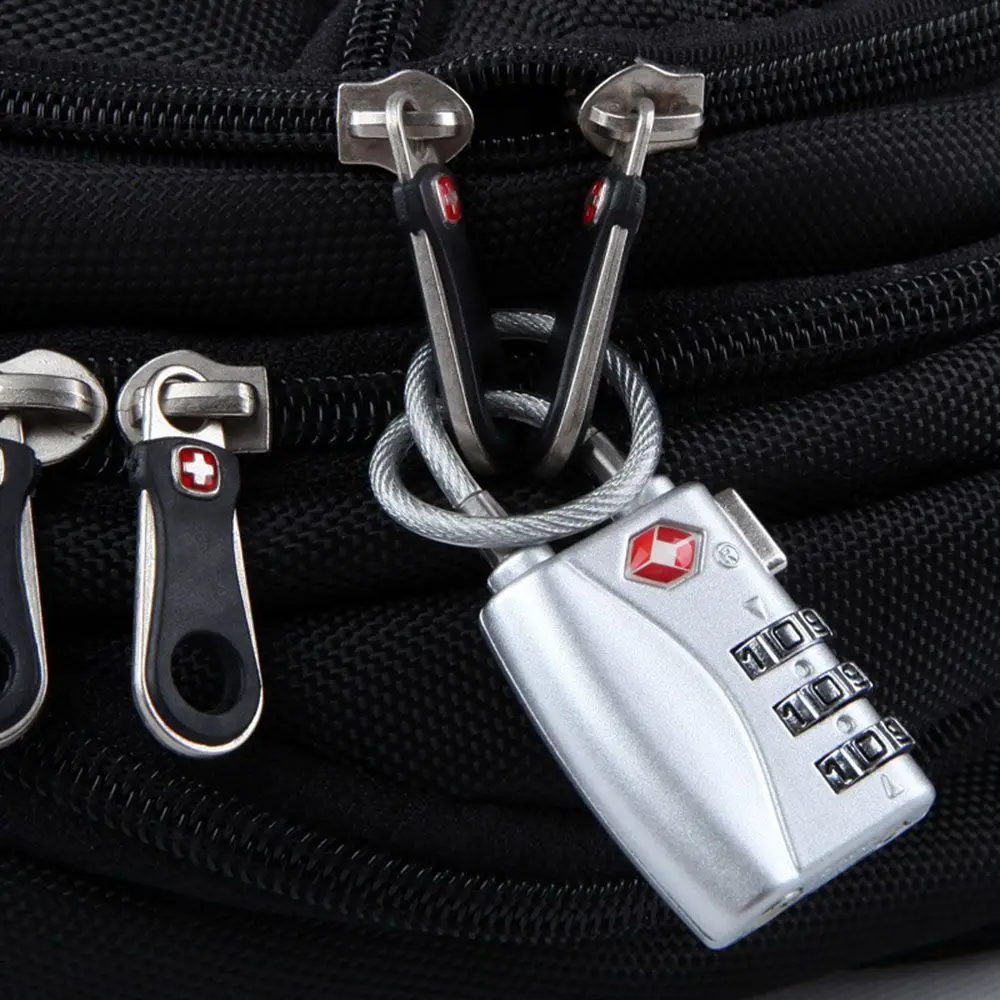 Anti-Theft Cable Luggage Lock Portable TSA Customs Lock Smart Combination Lock Padlock with Steel Cable Customs Code Lock