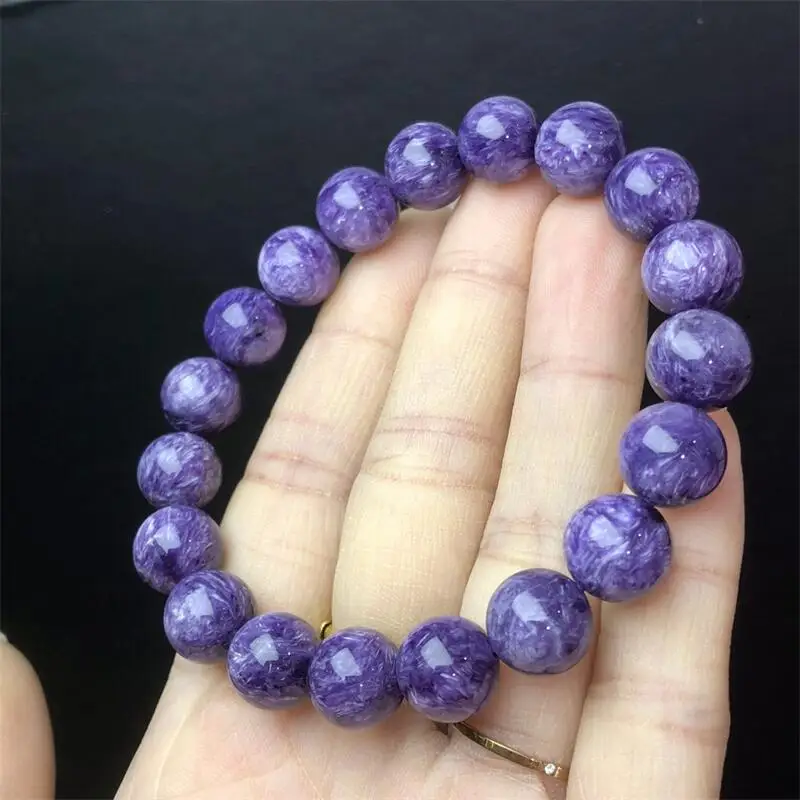 10MM Natural Charoite Bracelet Crystal Yoga Reiki Healing Fengshui Stone Stretch Bangles Female 1PCS