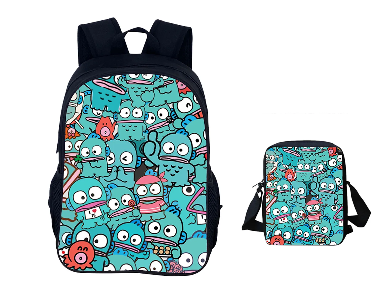 

Cartoon Hangyodon Classic Rucksack 2 in 1 Set-Backpack with Shoulder Bag,Fashion Cute Schoolbag for Unisex Boy Girl