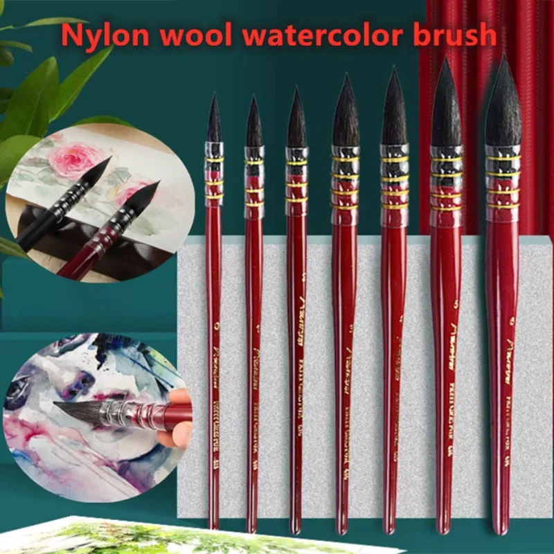 Nylon Wool Watercolor Paint Brush Mop Pen Students Outdoor Sketching Hand-painted Art Painting Tinted Watercolor Paint Brushes