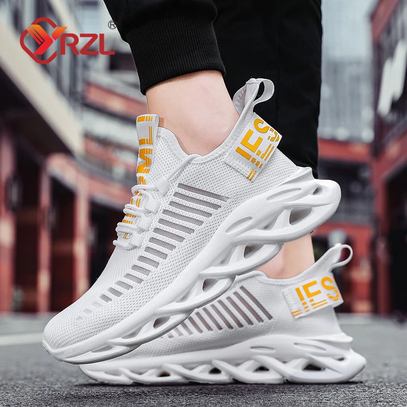 YRZL Men Shoes Comfortable Sneakers Womoen Breathable Couple Running Shoes Mesh Tenis Sport Shoes Size 36-46 Waling Sneakers Men