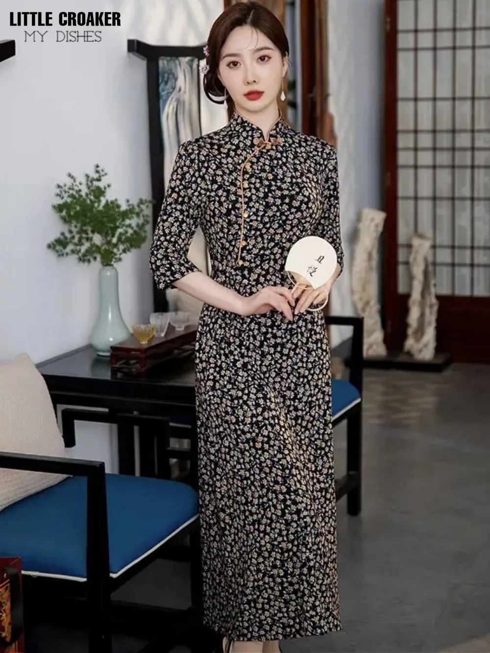 Zomer Nieuwe Retro Qipoa Jurk Plus Size Xxxl Verbeterde Chinese Halve Lange Mouw Cheongsam Qipao Chinese Jurk Moderne 2023