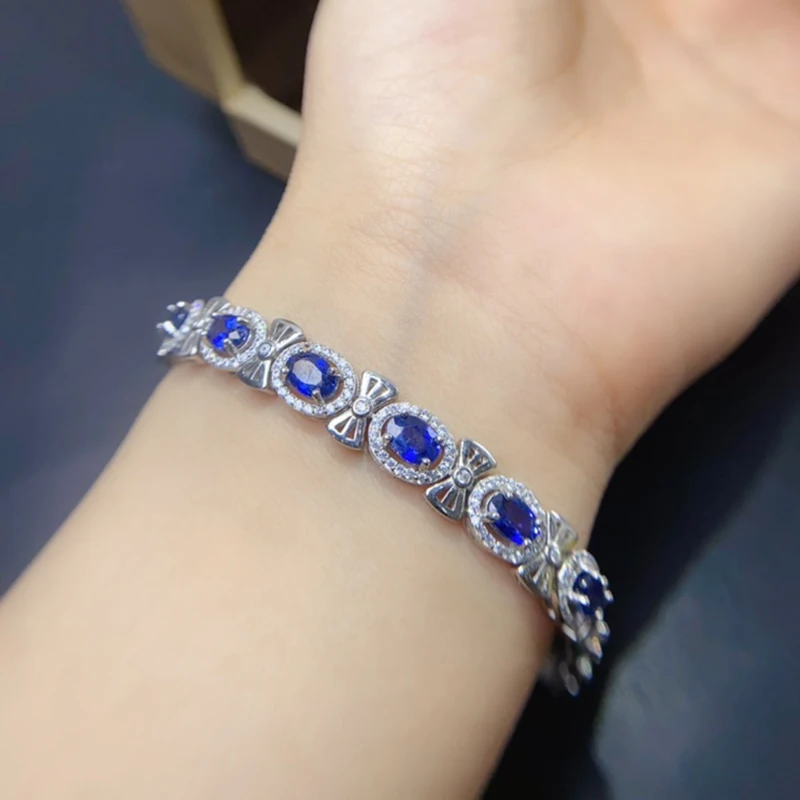 Natural Sapphire Charm Bracelet for women silver 925 jewelry luxury gem stones 18k gold plated free shiping items