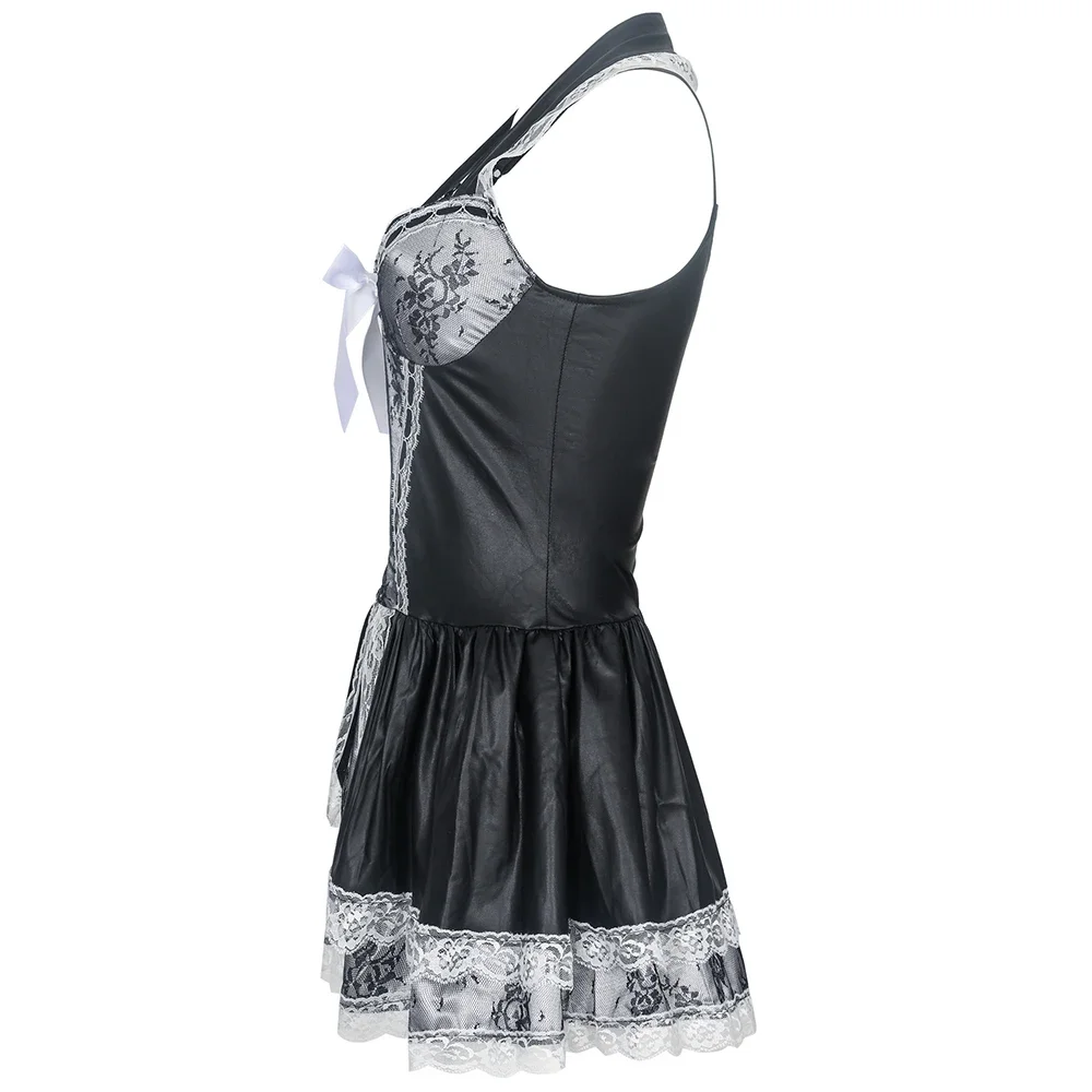 Plus Size Sexy Adult Women\'s Low-Cut Neckline Dress up French Maid Uniform Servant Cosplay Fancy Dress French Maid Costume Femme