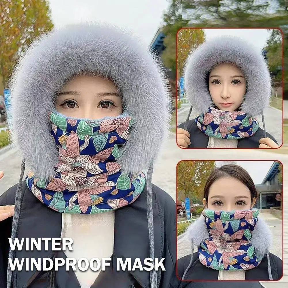 Winter Cold-Proof Lei Feng Hat with Face Mask, Thickened Cotton Cap for Riding Electric Bike, Windproof Ear Protection