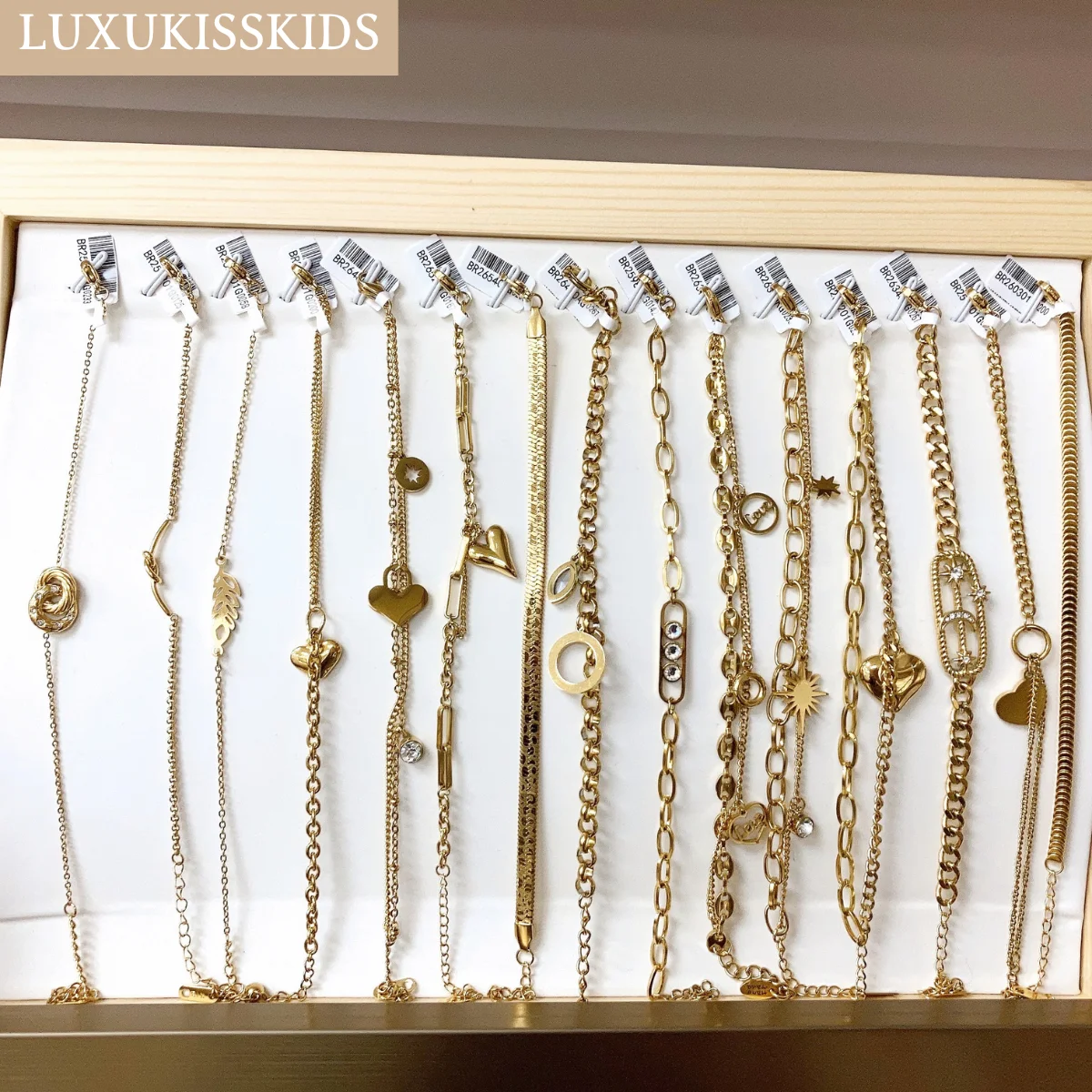 LUXUKISSKIDS Fashion Simple Woman's Stainless Steel Bracelets Big Charms Chain Bracelet 18K Gold Plated Jewelry for Gifts