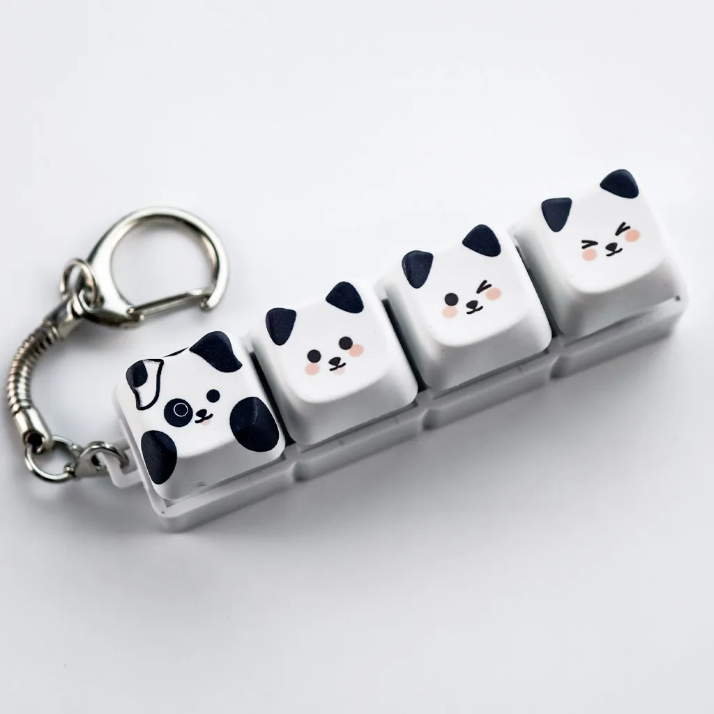 MAIMOOO New Stress Relief Button Puppy Keycap Keychain 4Keys Cute Dog Keyboard Switch Tester Fidget Toy Personalized Bag Pendant