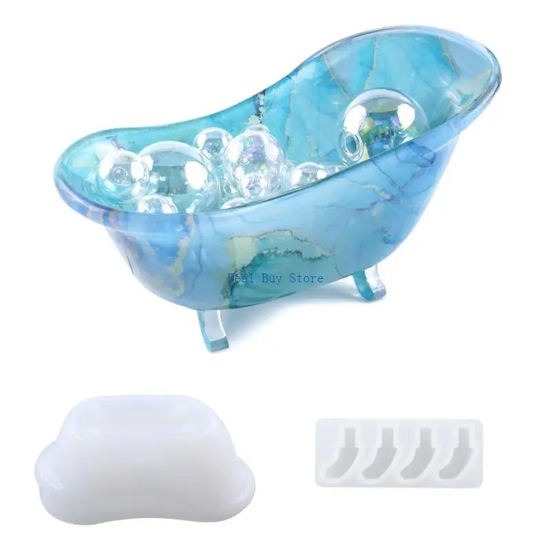 

U13D Silicone Soap Dish Molds Bathtub Soap Box Mold Resin Soap Tray Mold with Stand Legs Mold Jewelry Tray Epoxy Mold
