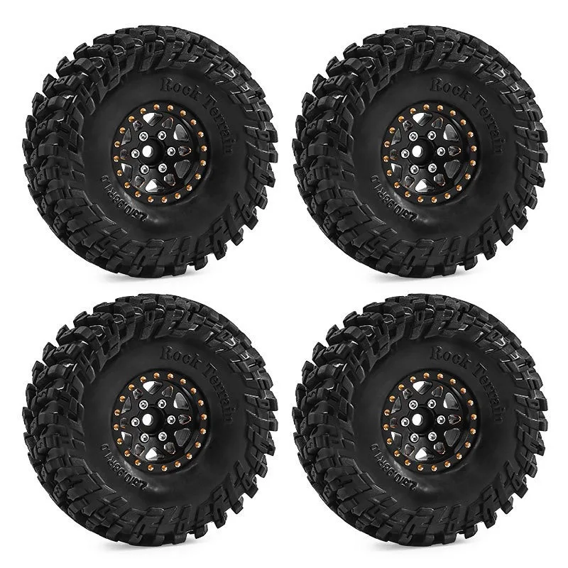 

1.0'' Шины Beadlock для бездорожья, металлический колесный диск, ступица 64x24 мм, адаптер 7 мм для радиоуправляемых машин-краулеров 1/18 1/16, аксессуары