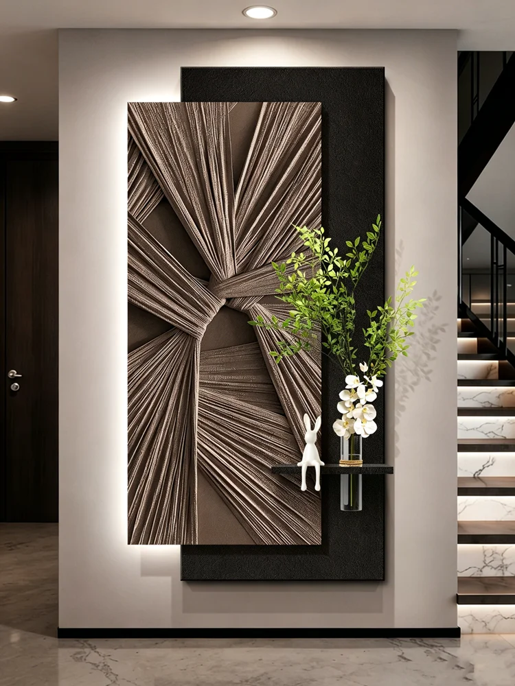Abstract Art Sandstone Corridor Hanging Lighted Hydroponic Greenery Passage Wall Painting High-End Entrance Decorative Painting