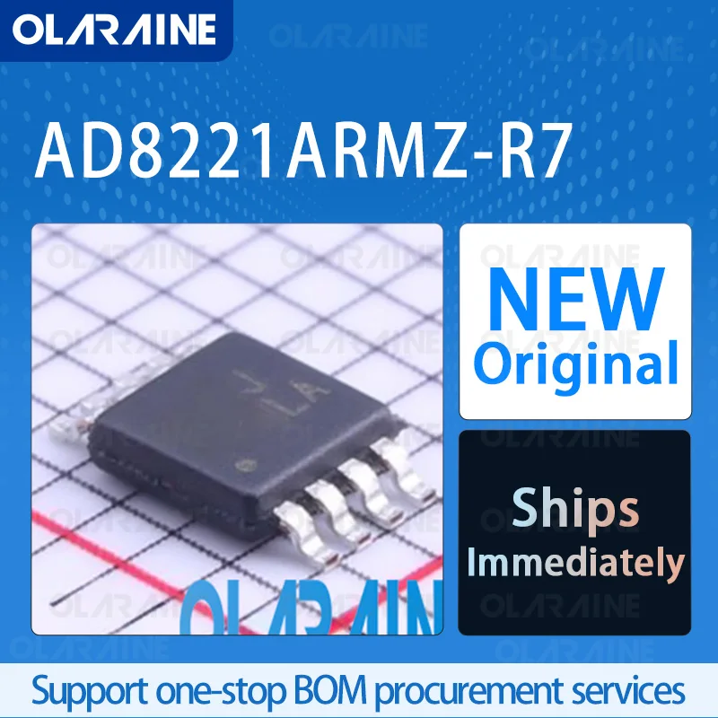 1/5/10Pcs AD8221ARMZ-R7 MSOP-8 original ic chip Instrumentation amplifiers RoHS 1 Channel SR -2 V/us Ib- 500 pA Vos- 60 uV