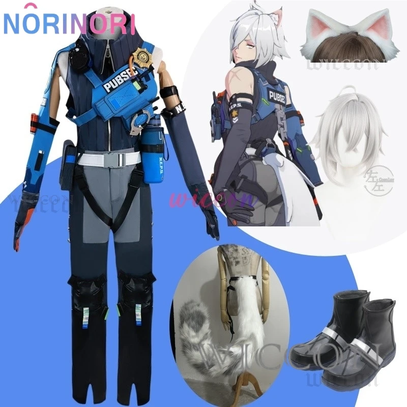 Anime Game Zenless Zone Zero Seth Lowell Cosplay Costume Criminal Investigation Team Uniform Wig Tail Man Carnival Party Suit