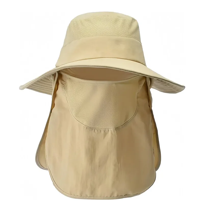 Outdoor Fishing Sun Cap Adults, Wide Brim Hat with Face & Neck Shield, UV Resistant for Camping Hiking Daily Outside Activity