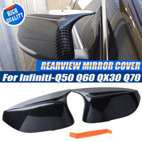 1 Pair Rearview Mirror Cover Replacement For Infiniti QX30 Q50 Q60 Q70 2014-2021 Black/Carbon Fiber Pattern Cap Car Accessories