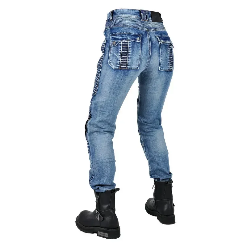 VOLERO-pantalones vaqueros de motocicleta antiabrasión y anticaída para mujer, Protector de silicona mejorado, pantalones de motociclista de carreras, moda informal