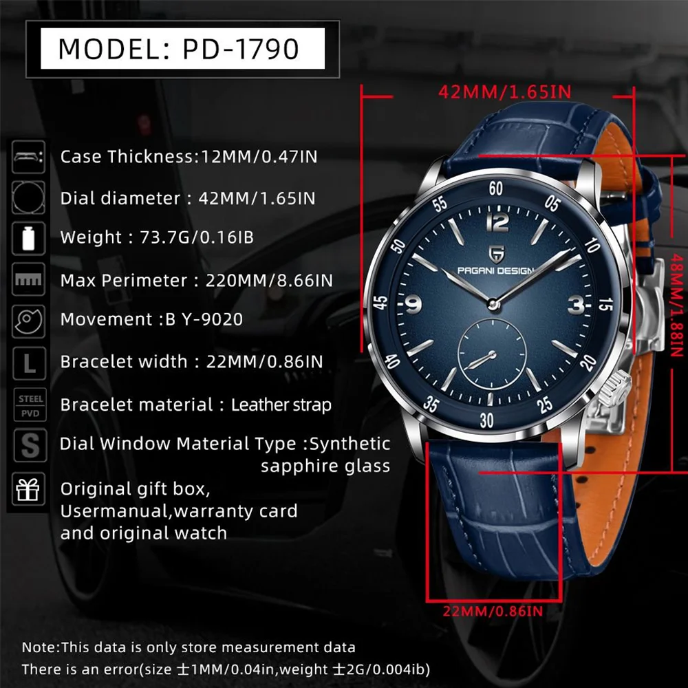V2 PAGANI DESIGN PD-1790 New 42MM Men\'s Fashion Leisure Mechanical Watch 10Bar Waterproof Sapphire Glass Men\'s Automatic Watch