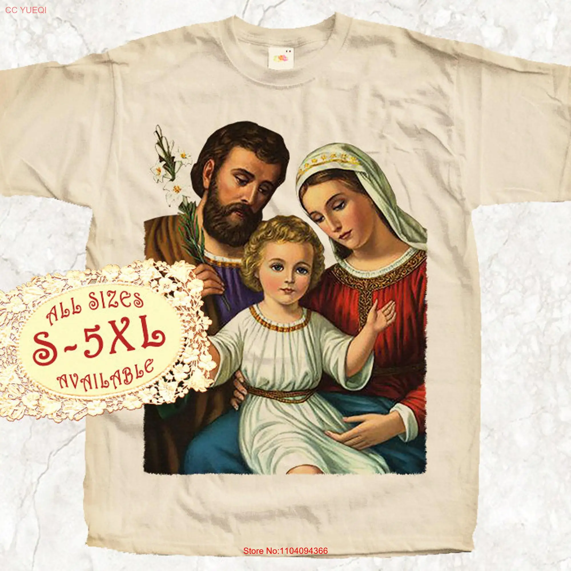 Saint Family V16 Catolic T SHIRT All sizes S 5XL Religious Christian Catholic TEE Natural long or short sleeves