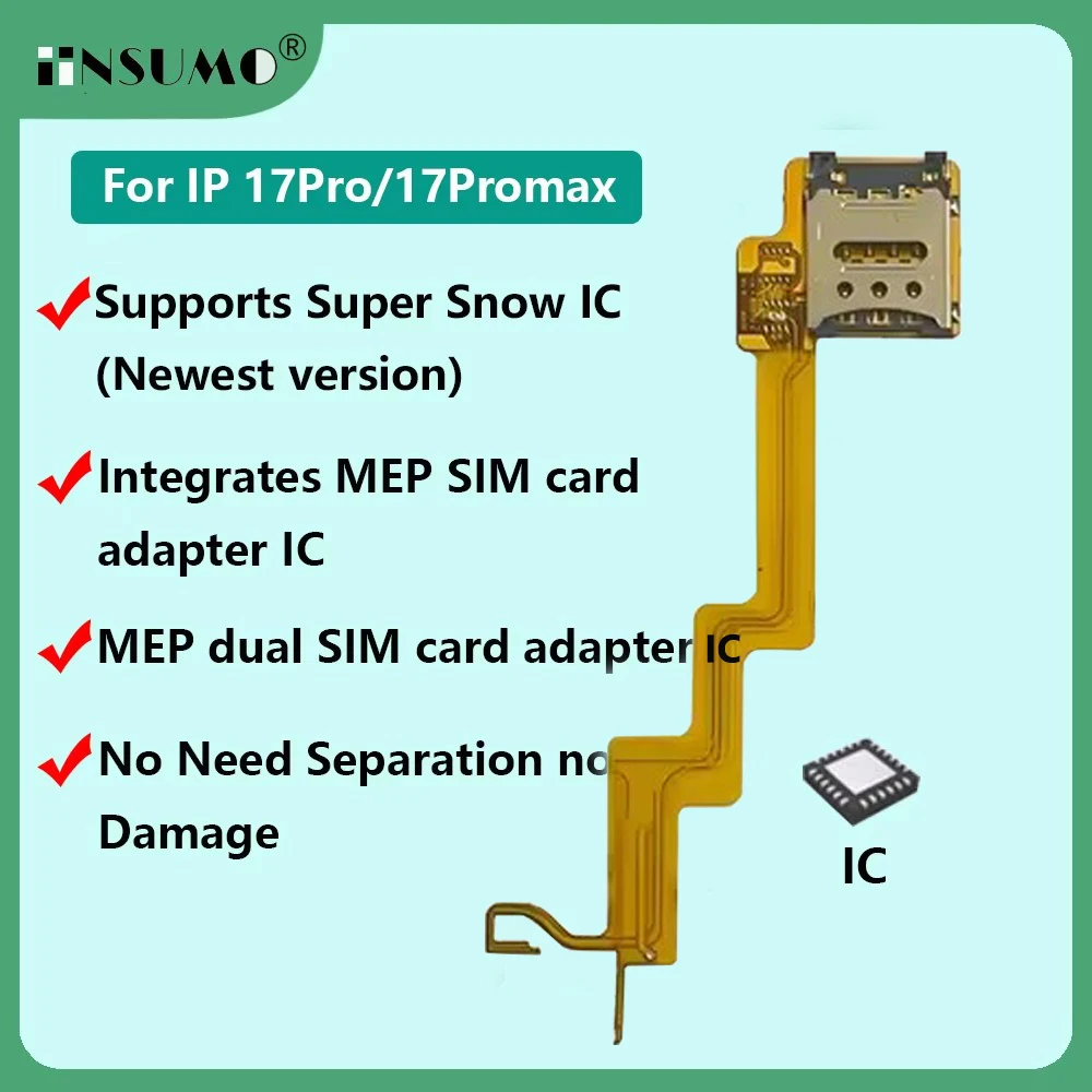 US Version Esim to Sim Dual Card Flex Ca‮lb‬e Built-in MEP Integration Solution Support Super Snow IC for iPhone 17 Pro Max