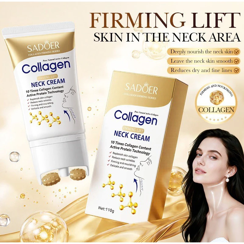 Collagen Neck Rolling Massage Cream Rice Extract Cream Deeply Moisturizes Neck Care Improve Skin Fine Lines Dull Korean Products