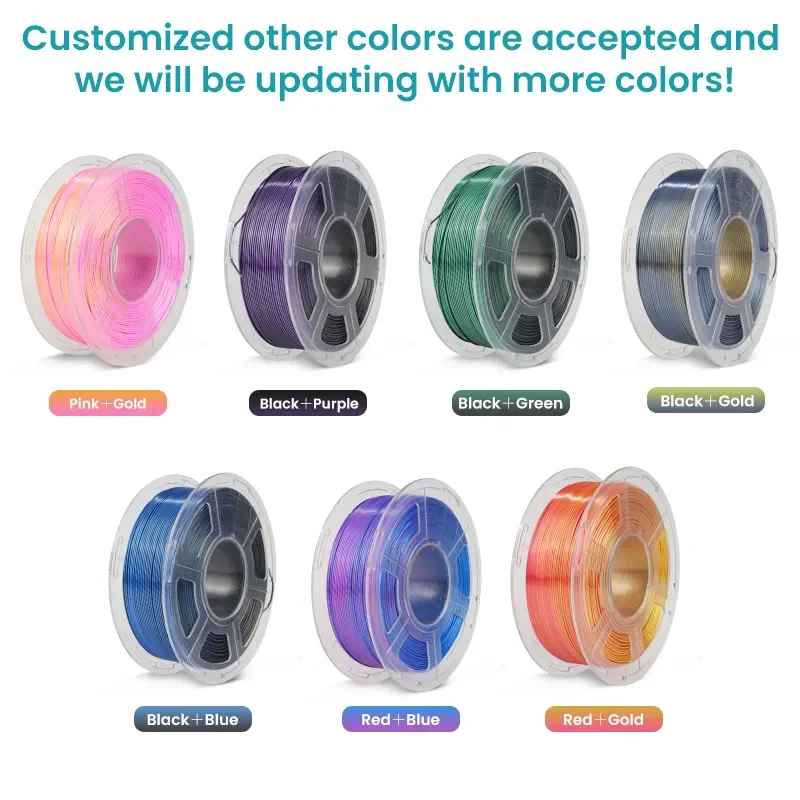 SUNLU 2KG Silk PLA Plus Dual Color Filament 1KG 1,75mm Pla+ Rabinbow Dual Colors Ordentlich gewickeltes 3D-Filament für 3D-Drucker – Detail 16