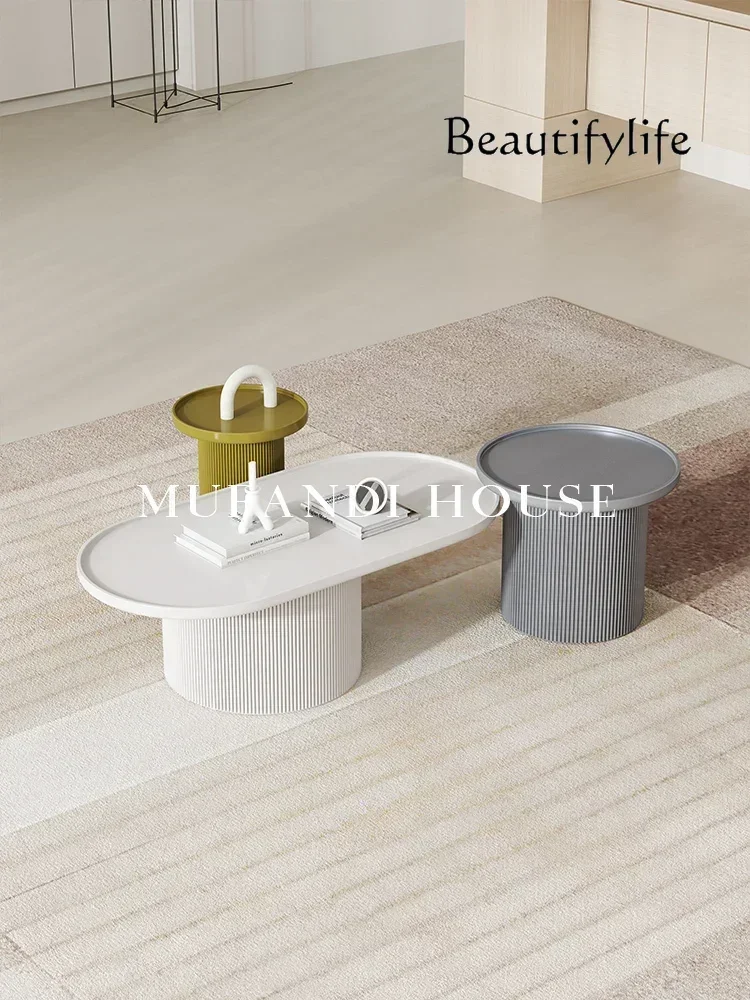 Simple Living Room Home Small Apartment Oval Coffee Table Designer Creative Height Combined Tea Table