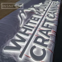 Señalización de publicidad LED impermeable personalizada 3D para exteriores, luz de fondo acrílica para exteriores, logotipo de tienda comercial