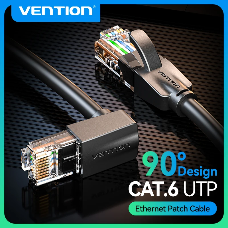 Vention Kabel Ethernet Cat6 UTP 90 stopni w dół pod kątem prostym do laptopa router TV Box drukarka USB HUB RJ45 Internet