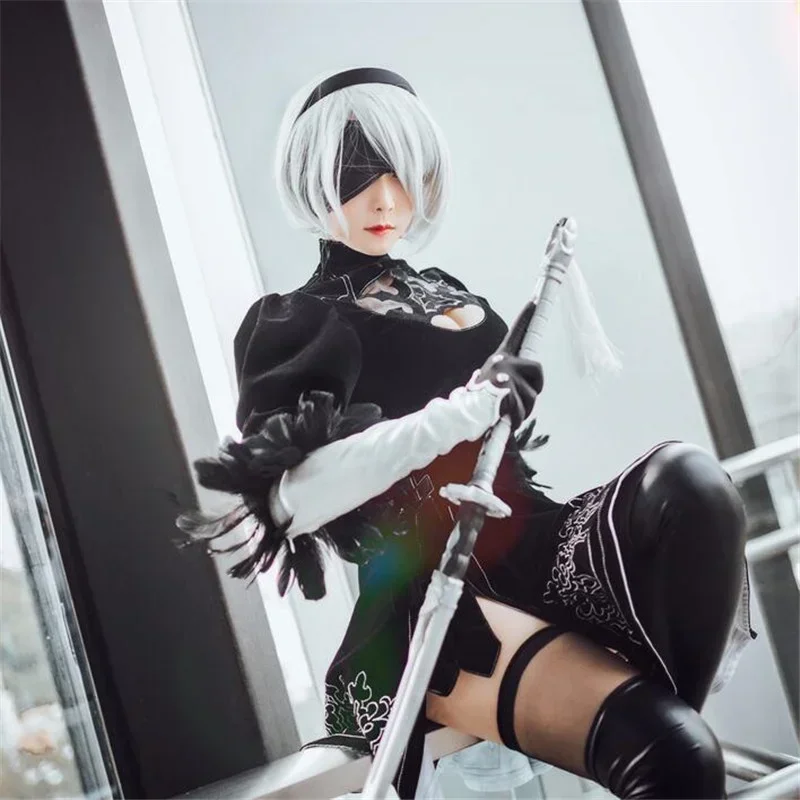 NieR: Automata 2B 9S Anime Cos Wig Silver Grey Short Straight Cosplay Synthetic Wig YoRHa No.9 Model S Wig