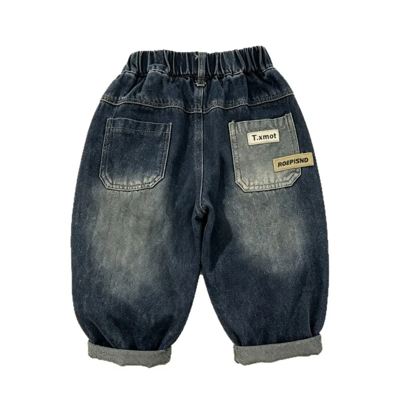 RAISE 2026 Herbst Kinder Jungen Jeans Lose Elastische Taille Kleinkind Jungen Denim Hose mit Buchstaben-Taschen 2-8 Jahre Baby Jungen Hosen – Detail 5