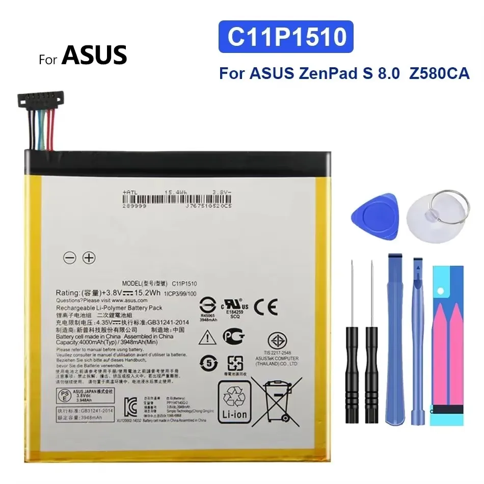 

C11P1510 4000mAh Battery For ASUS ZenPad S 8.0 Z580CA Bateria + Free Tools with Track Code