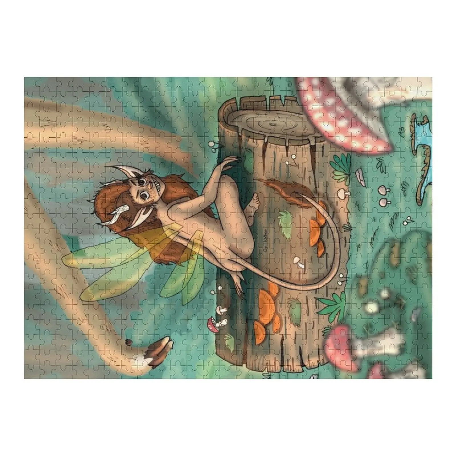 

Magical fairy forest imp on log scene Jigsaw Puzzle Customized Toys For Kids For Children Puzzle