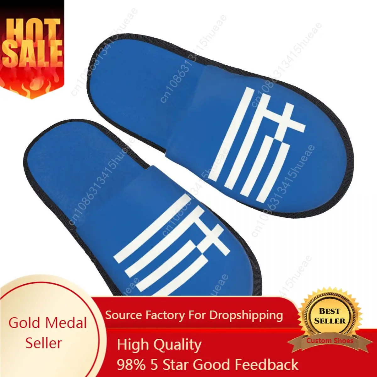 

Custom Greece Flag Memory Foam Slippers Women Comfy Warm House Slippers