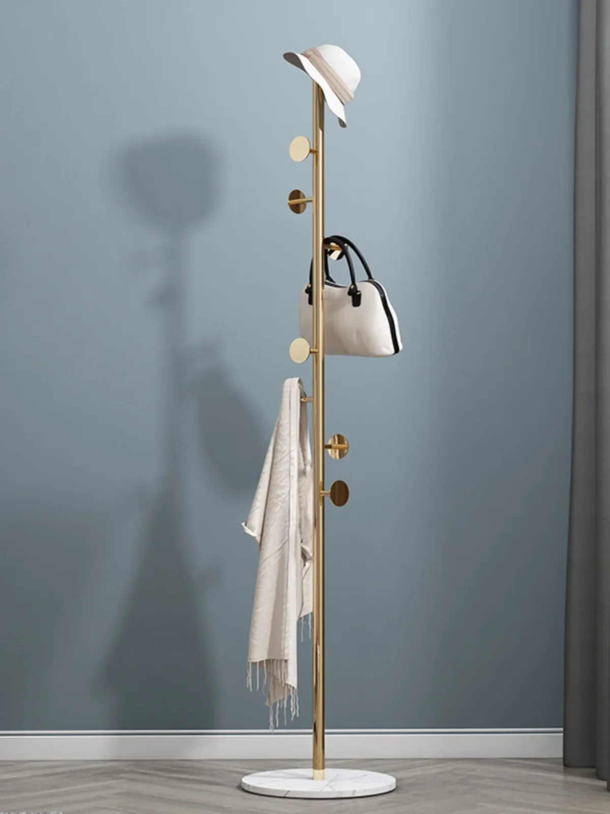 Light luxury marble coat rack floor-to-ceiling bedroom hanger simple wrought iron hanger clothes hanger Nordic simple hanger