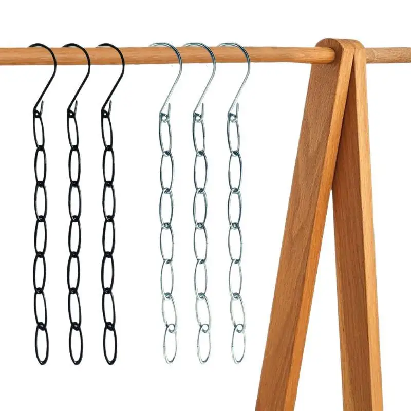 1/5Pcs Space Saving Metal Clothes Hanger Chain 8 Slots Hold Multiple Garments For Small Closet Dorm Apartment Storage