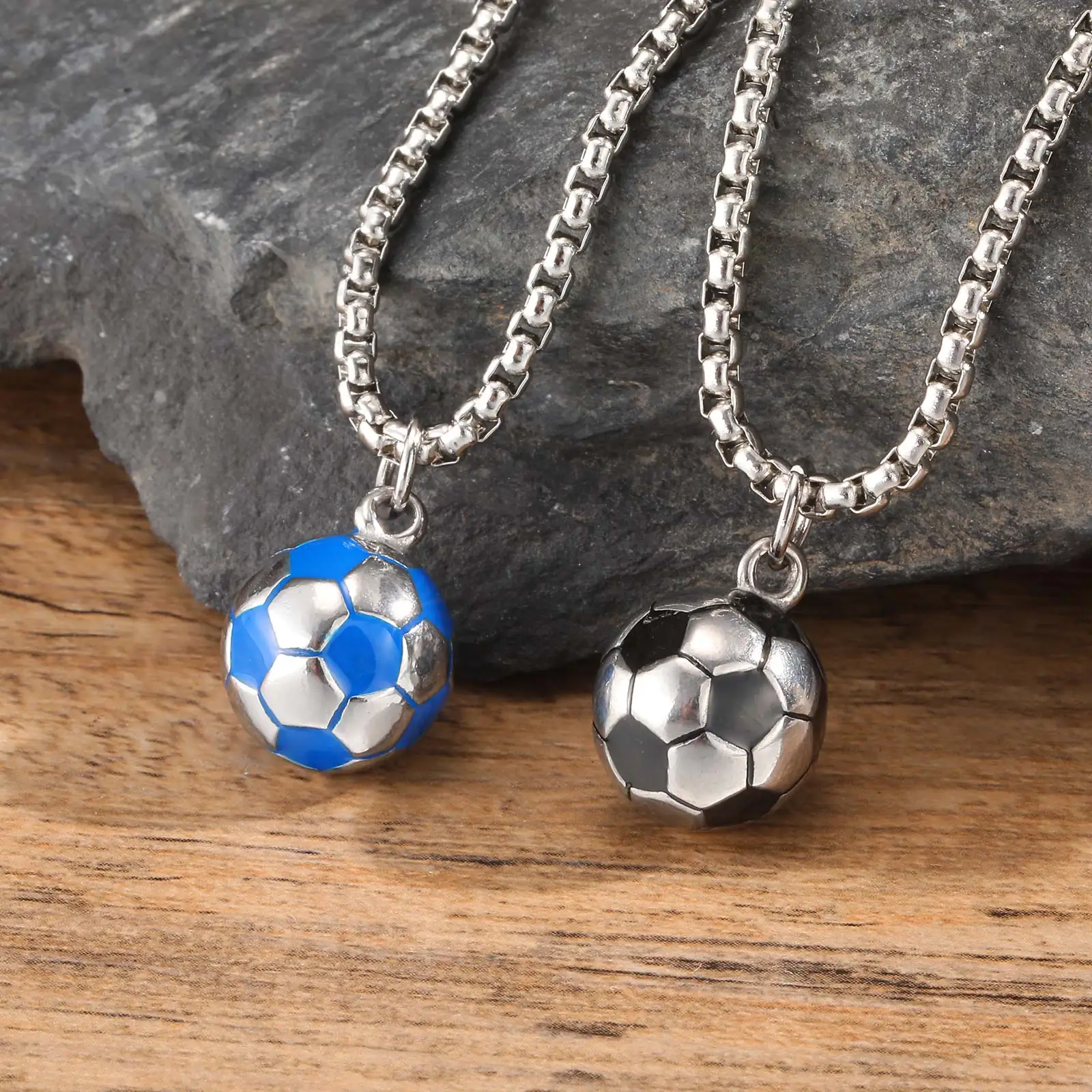 Vnox Daily Sport Necklace For Men Women Stainless Steel Round Soccer Pendant Necklace Pop Ball Fans Unisex Jewelry Outdoors