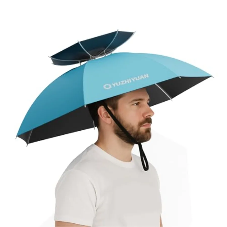 

Umbrella Hat, 30.7/35.4/42.9 inch Umbrella Hats for Adults, Professional Black Coating Provides UPF 50+ UV Protection, Silicone