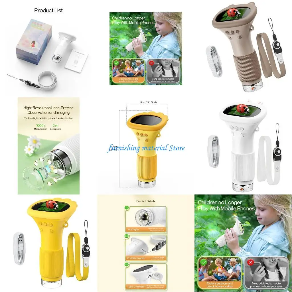 

Y5GD Portable Microscope for Explorers Featuring USB Charging Camera and Video Capability 1000X Children Microscope